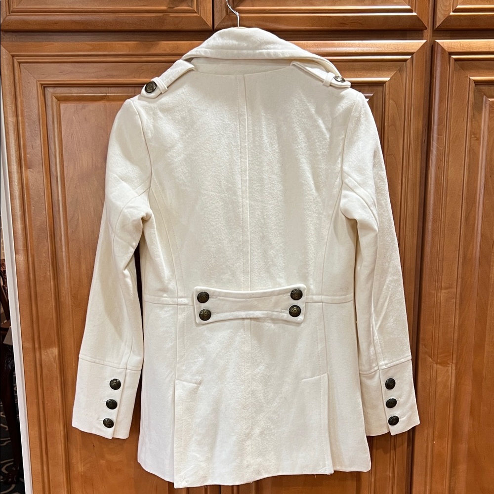 dELiA*s Cream Double-Breasted Pea Coat with Dark Buttons - Picture 4 of 5